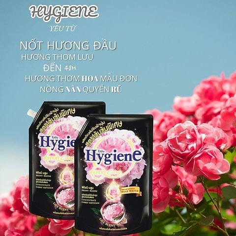 Nước Xả Vải Hygiene Hoa Mẫu Đơn Túi Đen 1150ml – Hương Nước Hoa Lưu Lâu, Mềm Vải, Thơm Bền Cả Ngày 388798