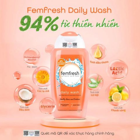 Dung Dịch Vệ Sinh Phụ Nữ Femfresh 250ml - Làm Sạch Dịu Nhẹ, Kháng Khuẩn, Dưỡng Ẩm Cho Da Nhạy Cảm, Phù Hợp Mọi Đối Tượng