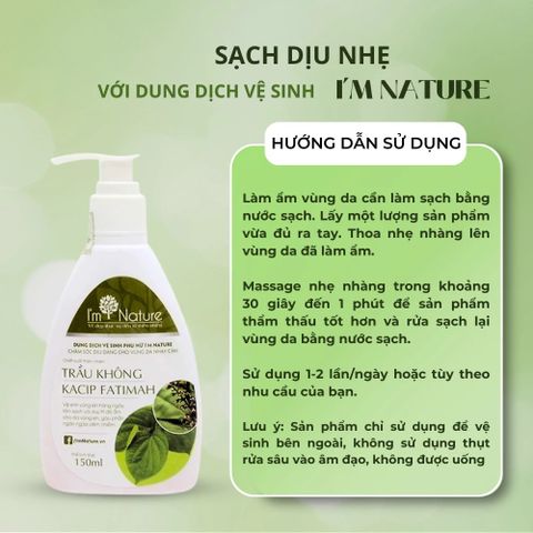 Dung Dịch Vệ Sinh Phụ Nữ I'm Nature Gel Trầu Không 150ml – Làm Hồng, Se Khít, An Toàn, Dưỡng Ẩm, Kháng Khuẩn, Cho Mọi Loại Da