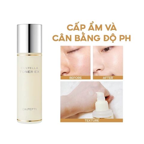 Nước Hoa Hồng Dr.Pepti Centella Toner 180ml - Dưỡng Ẩm Sâu, Làm Dịu Da Nhạy Cảm, Căng Bóng Khỏe Mạnh Hàn Quốc
