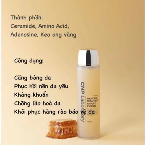 Toner CNP Laboratory Propolis Treatment Ampule Essence - Nước Thần Cân Bằng Da, Phục Hồi, Dưỡng Ẩm, Làm Sáng Da Hàn Quốc