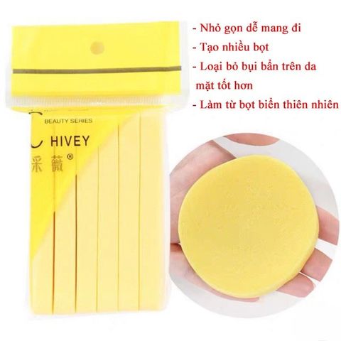 Bông Mút Rửa Mặt Chivey 12 Miếng - Bọt Biển Thiên Nhiên, Dễ Dàng Tạo Bọt, Phù Hợp Cho Da Nhạy Cảm, Hàng Cao Cấp Nhật Bản