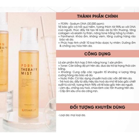 Xịt Khoáng Kyung Lab PDRN Therapy Mist 150ml - Dưỡng Ẩm, Khóa Makeup, Phục Hồi Da Nhạy Cảm, Làm Sáng Da Tự Nhiên 388883