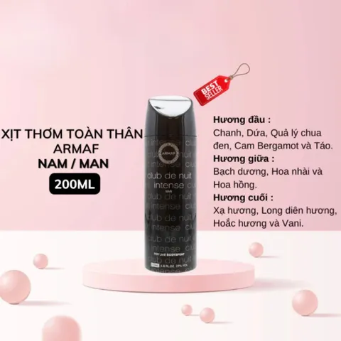 Xịt Thơm Toàn Thân Mùi Nước Hoa Armaf Club de Nuit 200ml – Hương Sang Trọng, Lưu Hương Lâu 388885