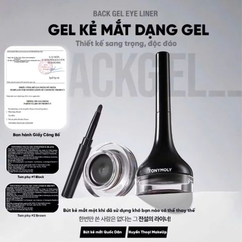 Gel Kẻ Mắt Chống Trôi TonyMoly Backstage Eyeliner – Dễ Kẻ, Lâu Trôi, Tự Nhiên 12h, Cọ Đi Kèm, Cho Mọi Phong Cách Makeup