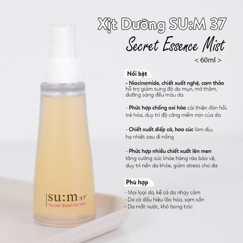 Xịt Khoáng SUM37 Secret Essence Mist 60ml – Cấp Ẩm, Làm Mịn Da, Hỗ Trợ Cải Thiện Độ Đàn Hồi 388918