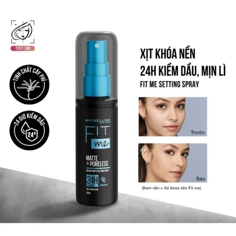 Xịt Khóa Nền Maybelline Fit Me Matte Poreless 60ml - Cố Định Trang Điểm, Kiềm Dầu, Se Khít Lỗ Chân Lông, Dành Cho Da Nhạy Cảm
