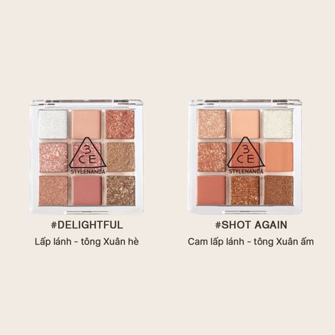 Bảng Phấn Mắt 3CE Multi Eye Color Palette 9 Màu Lâu Trôi - Phấn Mắt Tông Tự Nhiên Mịn, Bám Lâu Cho Trang Điểm Hằng Ngày