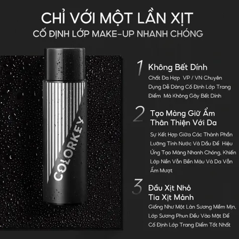 Xịt Khóa Nền Colorkey 100ml - Makeup Setting Spray Giữ Trang Điểm Lâu Trôi, Chống Nước, Dành Cho Mọi Loại Da