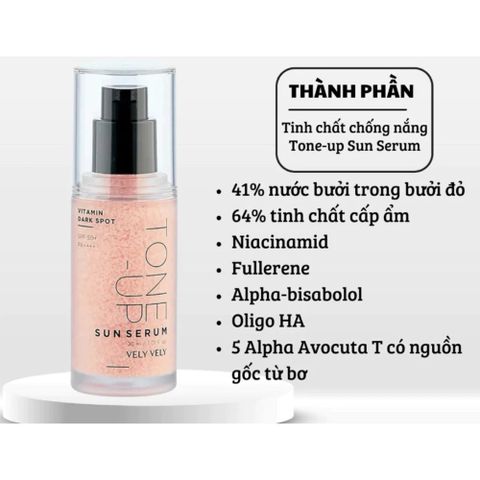Tinh Chất Chống Nắng Nâng Tone Serum Vely Vely Vitamin Dark SPF50+/PA++++ - Bảo Vệ Da, Làm Sáng Rạng Rỡ 30ml