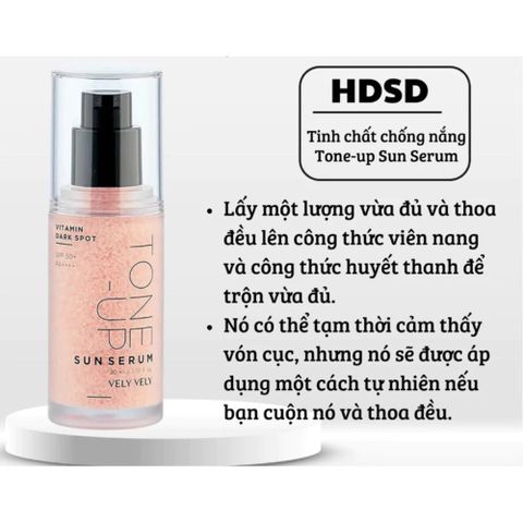 Tinh Chất Chống Nắng Nâng Tone Serum Vely Vely Vitamin Dark SPF50+/PA++++ - Bảo Vệ Da, Làm Sáng Rạng Rỡ 30ml