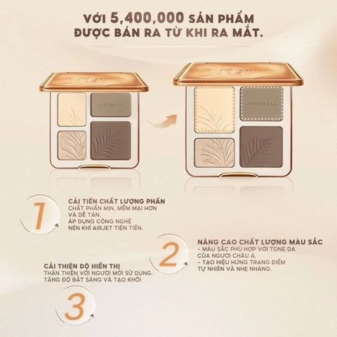 Bảng Phấn Highlight & Tạo Khối 4 Ô Judydoll - Chống Nước, Lâu Trôi, Mỏng Nhẹ, Makeup 3D Dành Cho Da Châu Á