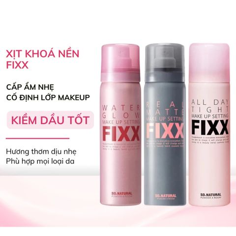 Xịt Khóa Nền So’Natural Make Up Setting Fixx - Giữ Lớp Trang Điểm Lâu Trôi, Căng Bóng Mịn Lì, Dưỡng Ẩm Tự Nhiên