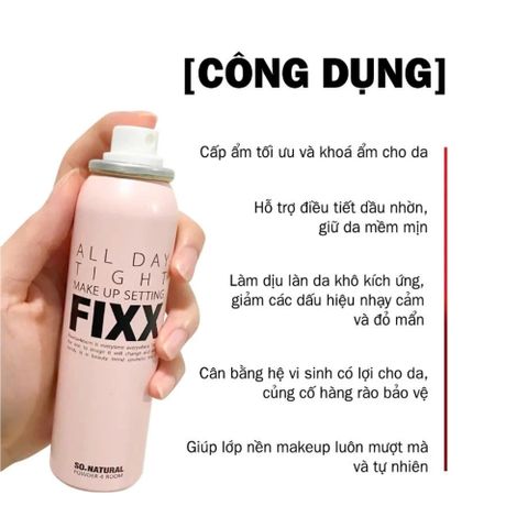 Xịt Khóa Nền So’Natural Make Up Setting Fixx - Giữ Lớp Trang Điểm Lâu Trôi, Căng Bóng Mịn Lì, Dưỡng Ẩm Tự Nhiên