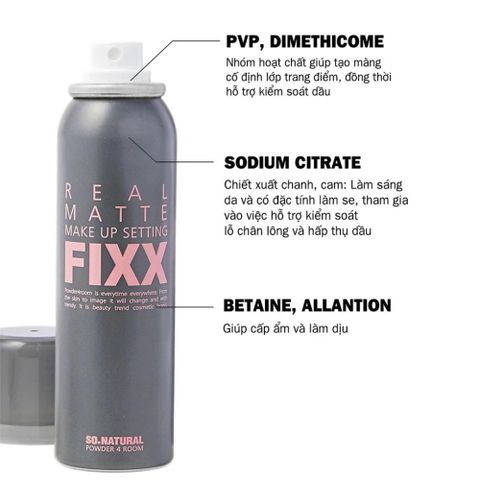 Xịt Khóa Nền So’Natural Make Up Setting Fixx - Giữ Lớp Trang Điểm Lâu Trôi, Căng Bóng Mịn Lì, Dưỡng Ẩm Tự Nhiên