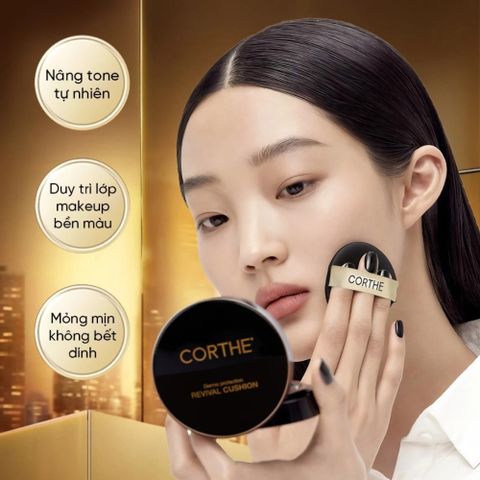 Phấn Nước Corthe Dermo Protection Revival Cushion Tone 21 Natural SPF50+ PA+++ - Che Phủ Mịn Lâu Trôi, Trang Điểm Da Tươi Sáng, Hàn Quốc