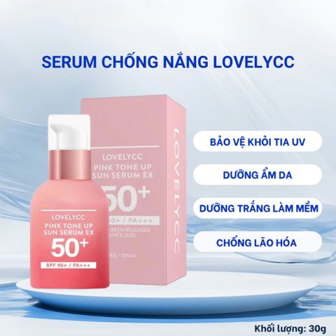 Serum Chống Nắng Lovelycc Pink Tone Up SPF 50+ PA++++ - Dưỡng Trắng, Nâng Tông, Giữ Ẩm Da, Khối Lượng 30g, Xuất Xứ Hàn Quốc