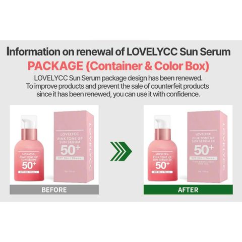 Serum Chống Nắng Lovelycc Pink Tone Up SPF 50+ PA++++ - Dưỡng Trắng, Nâng Tông, Giữ Ẩm Da, Khối Lượng 30g, Xuất Xứ Hàn Quốc