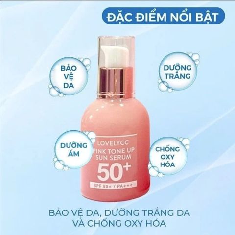 Serum Chống Nắng Lovelycc Pink Tone Up SPF 50+ PA++++ - Dưỡng Trắng, Nâng Tông, Giữ Ẩm Da, Khối Lượng 30g, Xuất Xứ Hàn Quốc