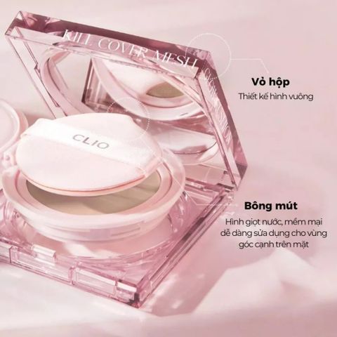 Phấn Nước Cushion CLIO Kill Cover Mesh Glow 15g - Che Phủ Tự Nhiên, Căng Bóng + Lõi Refill - Mỹ Phẩm Hàn Quốc Đáng Mua