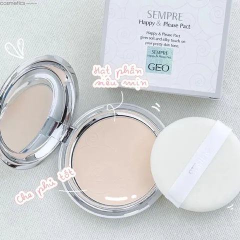 Phấn Phủ Geo Sempre Happy & Please 22g - Kiềm Dầu, Dưỡng Ẩm, Lâu Trôi - Phấn Nén Cho Mọi Loại Da