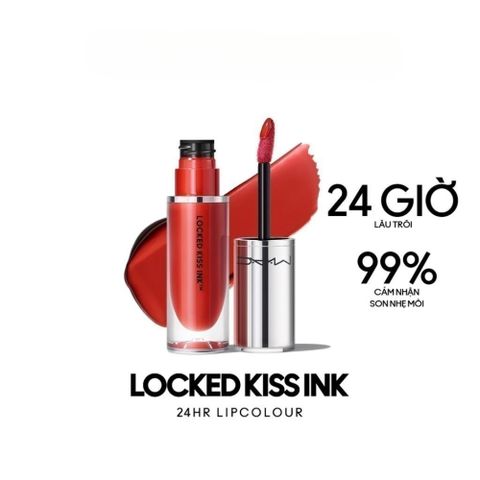 Son Kem Siêu Lì MAC Locked Kiss Ink 24H - Chất Son Mỏng Nhẹ, Lâu Trôi, Màu Lên Chuẩn, Dưỡng Ẩm Môi, 4ml