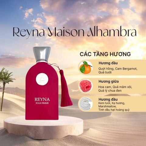 Nước Hoa Nữ Maison Alhambra Reyna EDP 100ml - Hương Trái Cây Hoa Cỏ Thanh Lịch, Lưu Hương lâu trên Da, Phong Cách Tiểu Thư