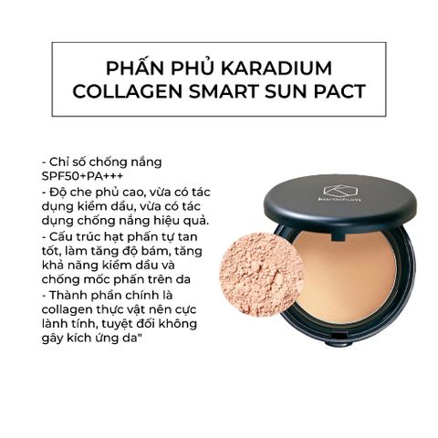 Phấn Phủ Nén Karadium Collagen Smart Sun Pact SPF50+ PA+++ 11g - Che Phủ, Kiềm Dầu, Chống Nắng Cho Da Dầu, Nhạy Cảm