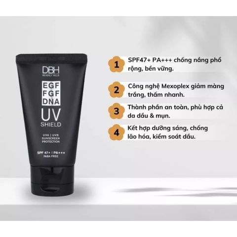Kem Chống Nắng DBH EGF UV Shield SPF47+ PA+++ Chống Lão Hóa, Nâng Tone 60ml 389024