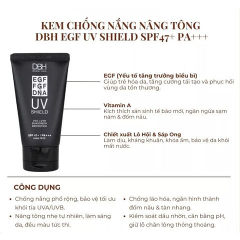 Kem Chống Nắng DBH EGF UV Shield SPF47+ PA+++ Chống Lão Hóa, Nâng Tone 60ml 389024