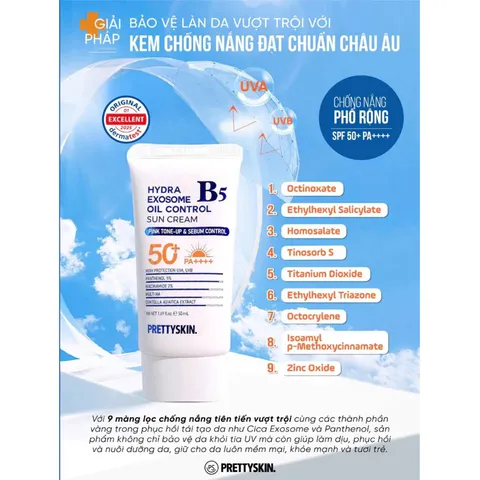 Kem Chống Nắng Phục Hồi Da Prettyskin B5 SPF50+ PA++++ 70ml – Phục Hồi Da, Dưỡng Ẩm & Làm Dịu 389036