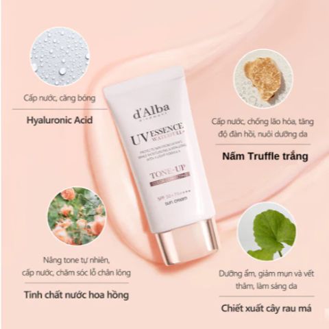 Kem Chống Nắng Nâng Tông d'Alba Waterfull SPF50+ PA++++ - Kem Dưỡng Da Chống Nắng Hàn Quốc, Hiệu Ứng Rạng Rỡ Cho Mọi Loại Da 50ml