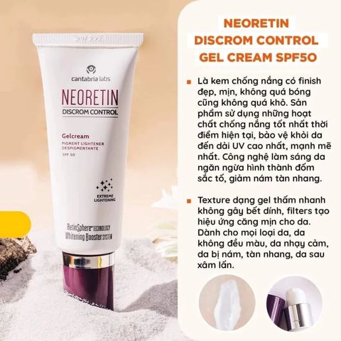 Kem Chống Nắng Neoretin Discrom Control Gel Cream SPF 50++ 40ml - Làm Sáng Da, Ngăn Ngừa Thâm Nám, Phù Hợp Mọi Loại Da 389055