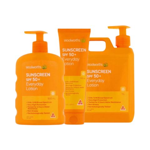 Kem Chống Nắng Toàn Thân Woolworths Everyday SPF50+ - Bảo Vệ Da Tối Ưu, Dưỡng Ẩm Nhẹ, Thấm Nhanh, Chống Nước 4 Giờ