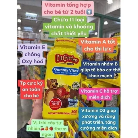 Kẹo dẻo gấu bổ sung Vitamin L'il Critters Gummy Vites 389094