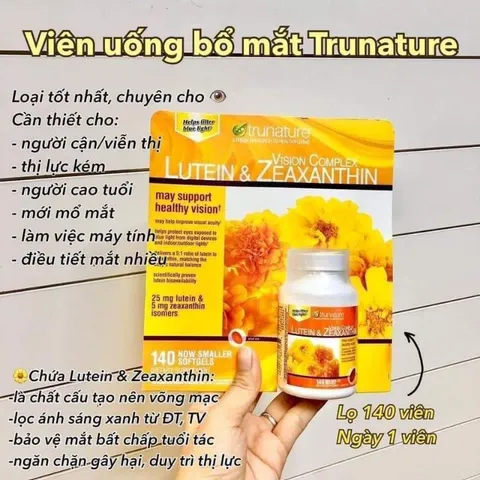 [Date 2027] Viên uống Bổ Mắt Trunature Vision Complex Lutein &Zeaxanthin 140v 389104