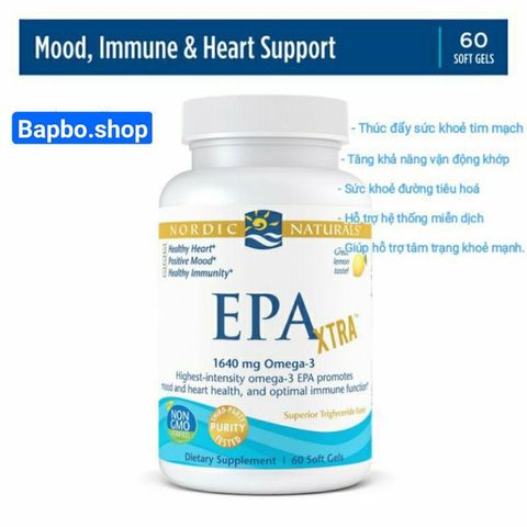 Viên uống bổ sung omega 3, EPA hỗ trợ tim mạch, tăng sức đề kháng Nordic Naturals