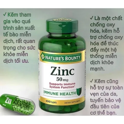 Viên uống bổ sung kẽm Nature’s Bounty Zinc 50mg 100 viên  và 400 viên 389135