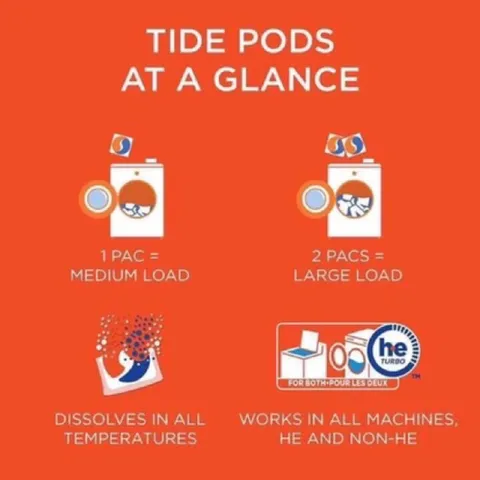Viên giặt quần áo Tide Mỹ Pods 3 in 1 loại 42 viên bỏ thẳng vào máy giặt tự tan trong nước tiết kiệm tiện lợi 389137