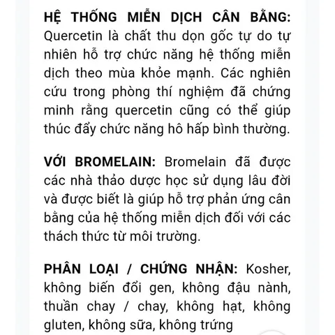 [Date 2028] Quercetin with Bromelain cân bằng hệ miễn dịch 389143