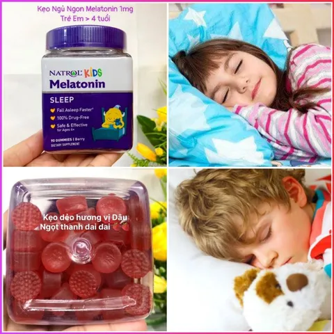 [BapBo shop] Kẹo bổ sung Melatonin 1mg – Giúp bé ngủ ngon, dễ ngủ, giảm khó ngủ – viên nhai vị dâu 389156