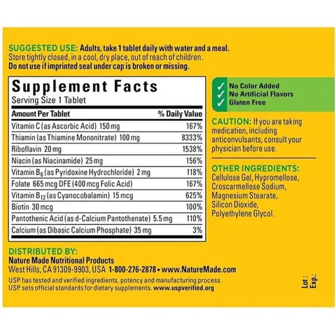 Viên uống bổ sung vitamin B Nature Made super B Complex 460v của Mỹ 389159