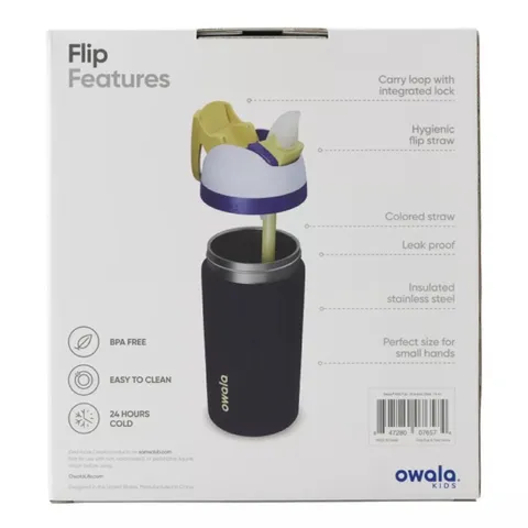 [Hàng Mỹ] Bình nước cách nhiệt bật nắp cho trẻ em Owala kids 414ml 389160