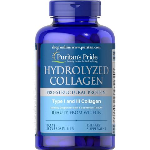 [Date 2027] Viên Uống Đẹp Da, Mờ Nám Collagen Thủy Phân Hydrolyzed Puritan's Pride 1000mg 180 viên 389161