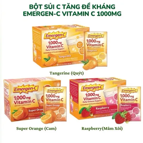 [Date 2026] Gói bột sủi VITAMIN C tăng cường sữc đề kháng Emergen-C Immune 1000mg 389175