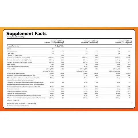 Thực phẩm bổ sung dạng sủi Emergen-C 1000mg vitamin C nhiều mùi