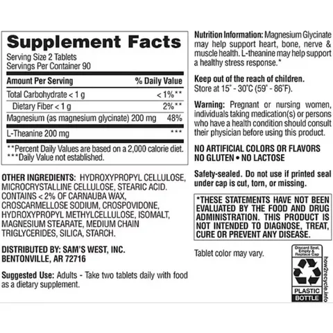 Viên Uống Magnesium Glycinate 180 Viên - Hỗ Trợ Sức Khỏe Tim Mạch, Xương Khớp, Giấc Ngủ Sâu, Giảm Căng Thẳng, Thư Giãn Tinh Thần