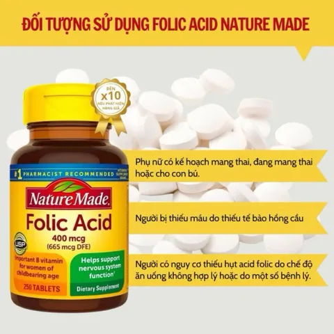 Viên uống Bổ máu Folic Acid 400mcg (665mcg DFE) 389227