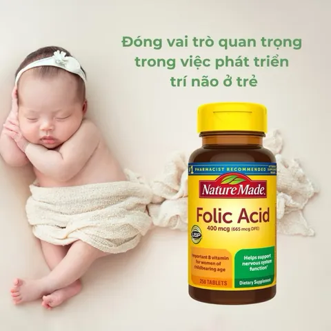 Viên uống Bổ máu Folic Acid 400mcg (665mcg DFE) 389227