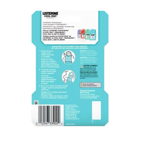 Xịt thơm miệng Listerine Pocket Mist - Cool Mint, 2 x 7.7ml 389253